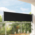 Retractable Side Awning 31.5 x 118.1 Inches, Black Patio Privacy Screen for Balcony, Garden, and Terrace, Heavy Duty Weather-Resistant Polyester Sun Shade