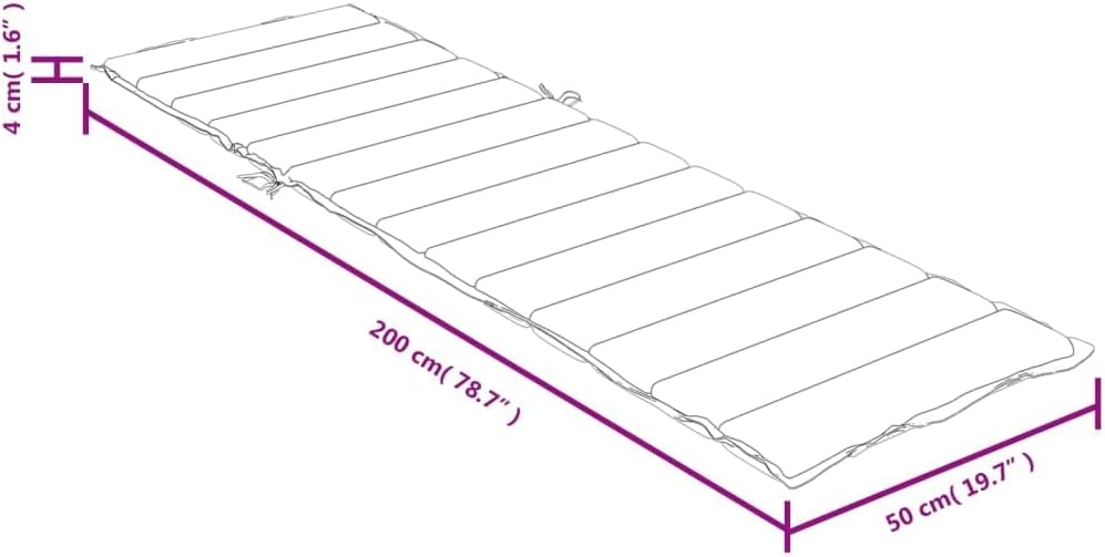 Sun Lounger Cushion, 78.7 x 19.7 x 1.6 Inch Replacement Pad for Garden Outdoor Patio Furniture, Water Resistant Melange Anthracite Fabric