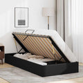 Twin XL Storage Bed with Mattress, Upholstered Faux Leather Platform Bed Frame with Hydraulic Lift Storage, Modern Hydraulic Bedroom Furniture, Black