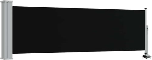Retractable Side Awning 31.5 x 118.1 Inches, Black Patio Privacy Screen for Balcony, Garden, and Terrace, Heavy Duty Weather-Resistant Polyester Sun Shade